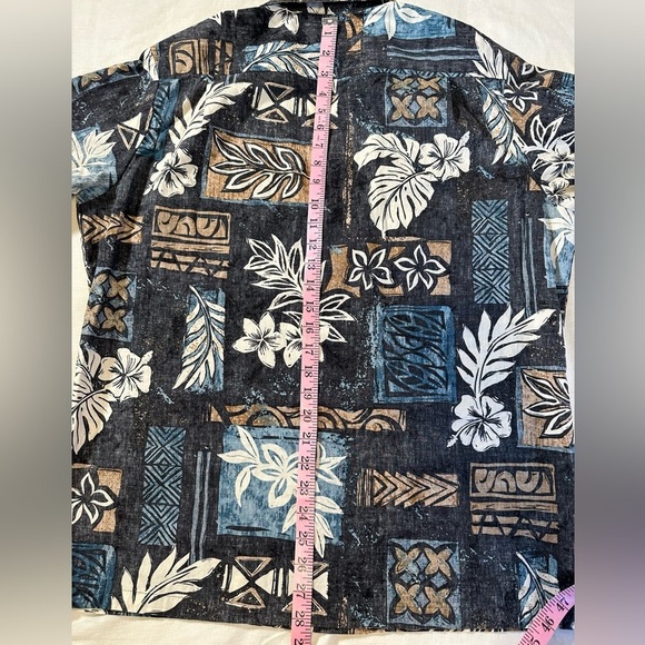 Vintage Pride of Hawaii Mens Button-Up Hawaiian Shirt Blue Print Size Large - Picture 5 of 7